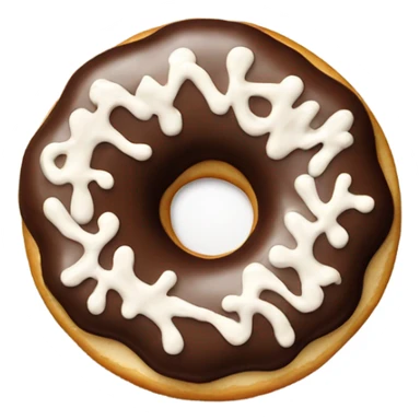 The donut is covered in chocolate and has a white chocolate pattern on top. sticker