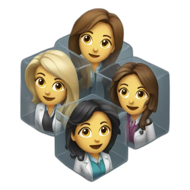 four drinking female scientists in cube dimensions sticker