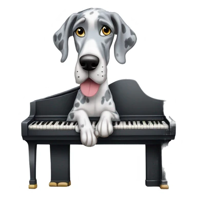 Blue Merle Great Dane with piano sticker