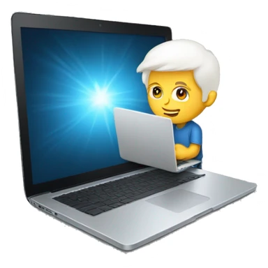 white boy with laptop and energy sticker