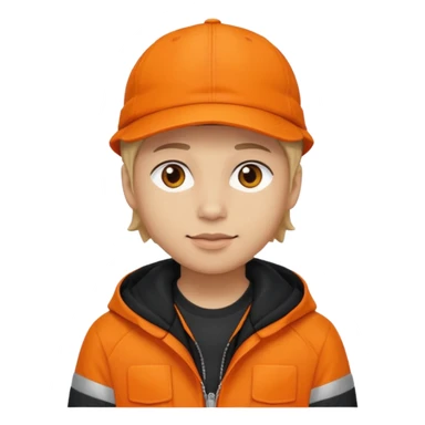 Kindly Keyin, Male YouTuber with orange cap, orange shirt, black jacket sticker