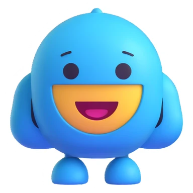 smiling AI chatbot emoji with speech bubble and blue accents sticker