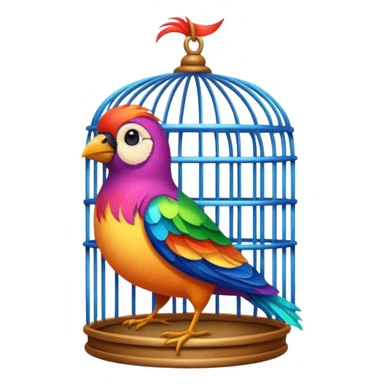 colored bird in cage sticker
