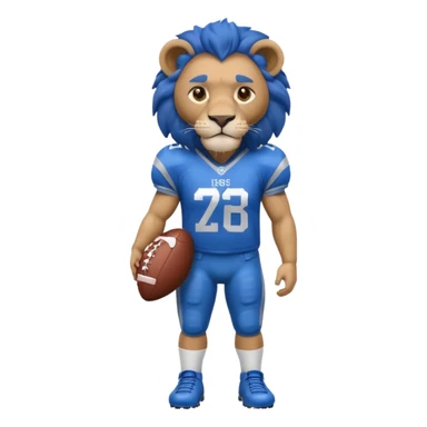 blue color lion wearing american football jersey sticker