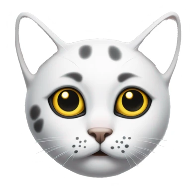 White cat with big black spot on ear and small black spot on nose, with yellow eyes sticker