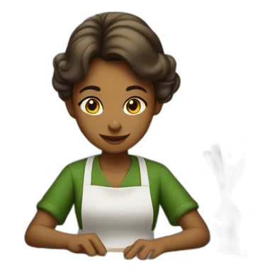 Candlemaker girl in green apron working on desk sticker