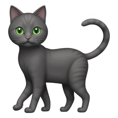 full body gorgeous solid dark grey cat with green eyes, white paws and white whiskers walking sticker