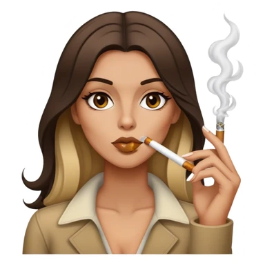 A female brunette with blonde highlights with medium skin tone smoking a spliff sticker