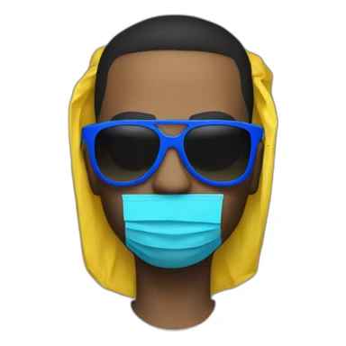 Uk rapper with yellow mask and blue sunglasses sticker