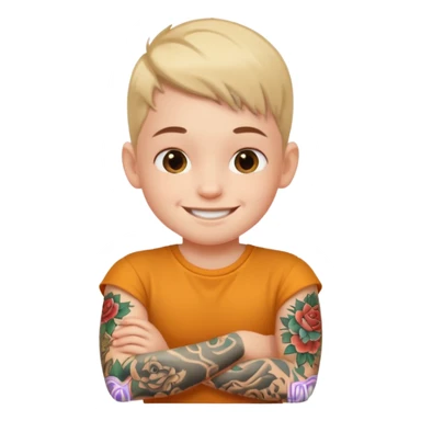 kid with tattoo sticker