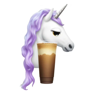 Unicorn drinking iced coffee sticker