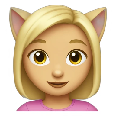 Gato con una niña rubia con ojos verdes peinada con una cola sticker