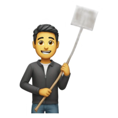 Adult male holding up a stick sign  sticker