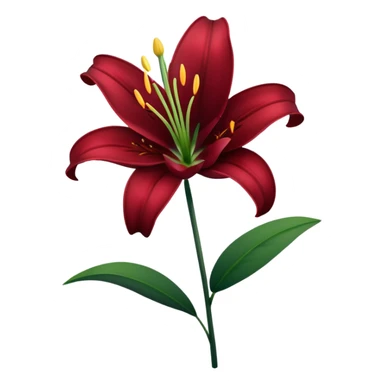 A lily flower in a dark cherry red colour with a dark green stem sticker