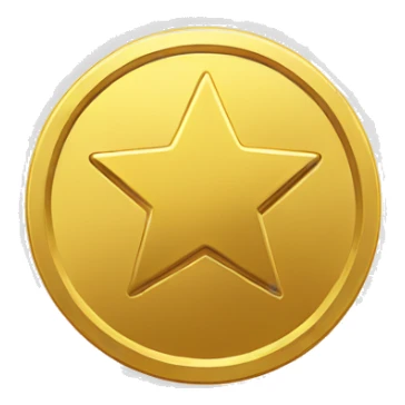 gold coin with star in center sticker
