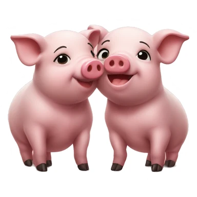 two pigs kissing each other  sticker