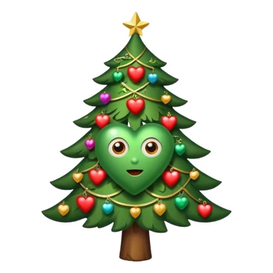 Christmas tree with eyes in shape of heart sticker