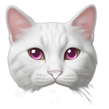 White cat with pink nose sticker