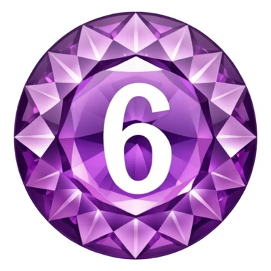 A round icon for a paid subscription of purple diamonds with the number 6 sticker
