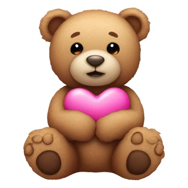 Teddy bear with pink heart sticker
