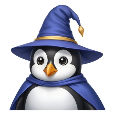 Wizard penguin with a hat and a cape sticker