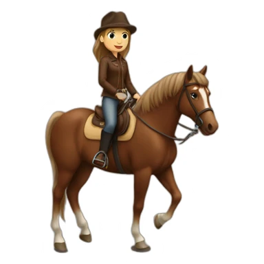 girl horse rider on a brown horse sticker