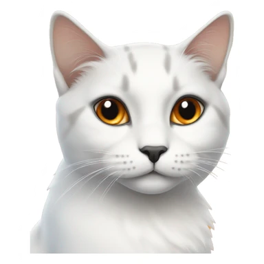White calico cat with orange on top right of head, black on top left sticker