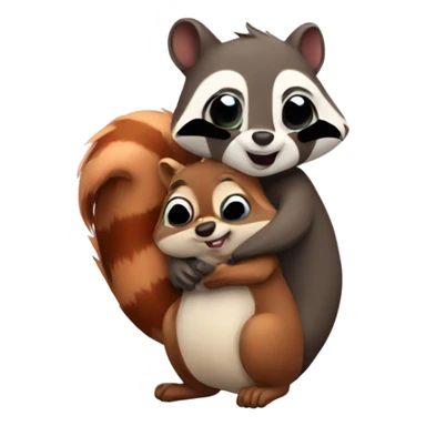 Squirrel and raccoon hugging sticker