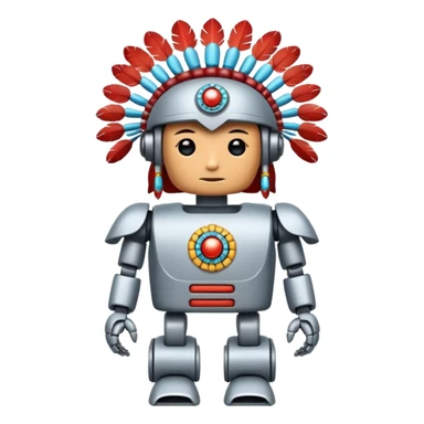 Full Robotic figure wearing native American regalia sticker