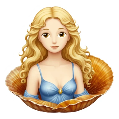 The goddess Venus stands on an open seashell as in a Botticelli painting sticker