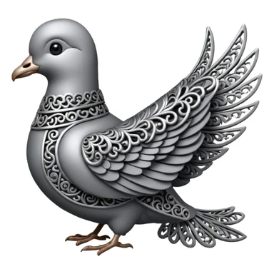 Black and silver filigree dove, 3D, extremely detailed design should face to the right side turned 180 degrees sticker
