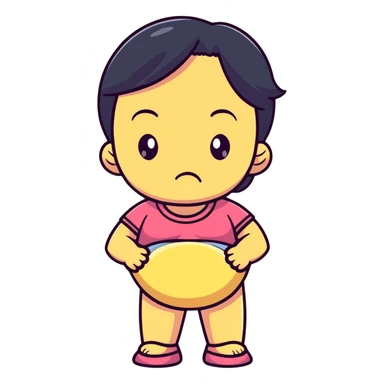 girl grimacing with stomach pain, constipation, uncomfortable expression sticker