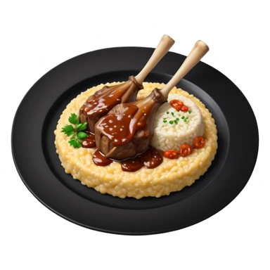 Lamb Shanks with Risotto Nero on a black plate sticker