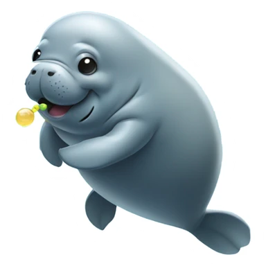 A manatee blowing bubbles and dancing  sticker