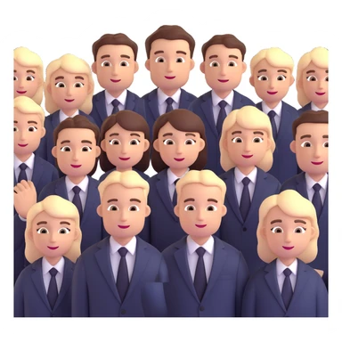 group of people in business suits, no dark-skinned individuals, with various neutral emotions sticker