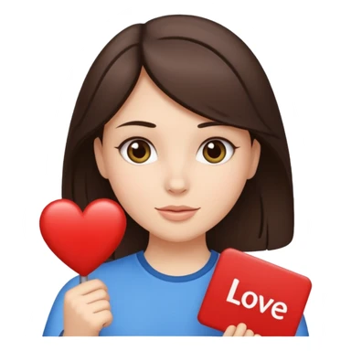 brunette girl holds a sign in her hand that says "I love Sami" sticker