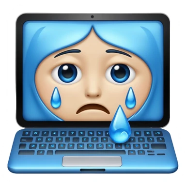 a computer crying, blue tears  sticker