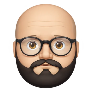balding, chubby face, with glasses and black beard sticker