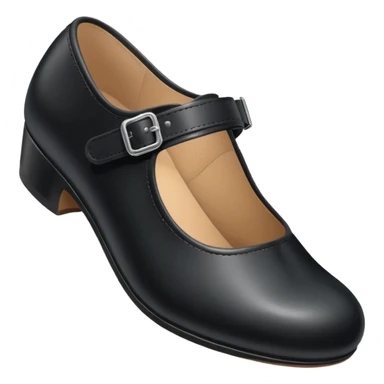 a girls black tap shoe with a velcro clasp and no laces sticker