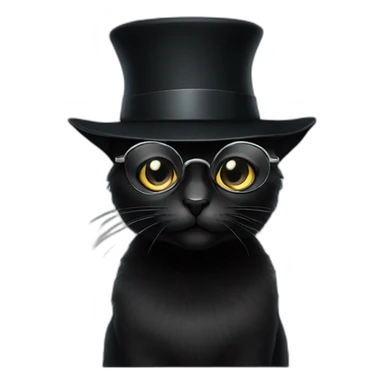 all-black-cat-with-glasses-and-hat sticker