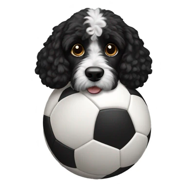 black cockapoo playing football sticker