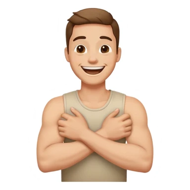 arms crossing holding neck laughing guy sticker