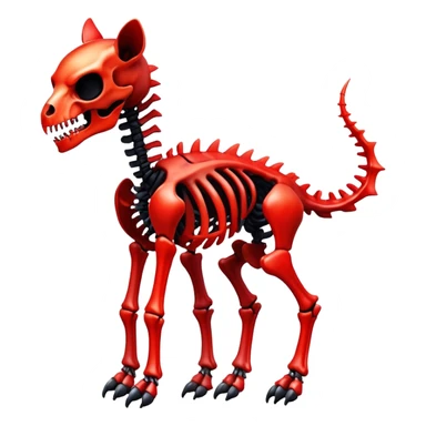 A black and red gradient epic shiny cool edgy skeletal animal, full body sticker