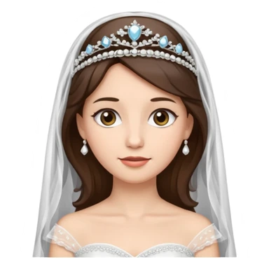 bride veil, brunette hair and tiara,  sticker