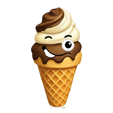 coffee ice cream in a waffle cone sticker