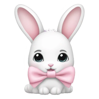white bunny with pastel pink bow sticker