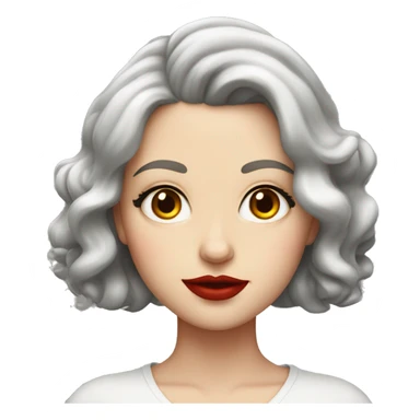 A white girl with gray eyes, bright red painted lips, and a wavy red coloured bob sticker