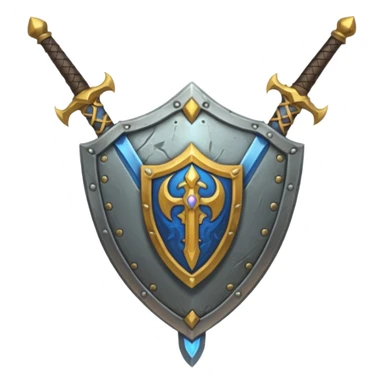sword and shield, world of war craft style sticker