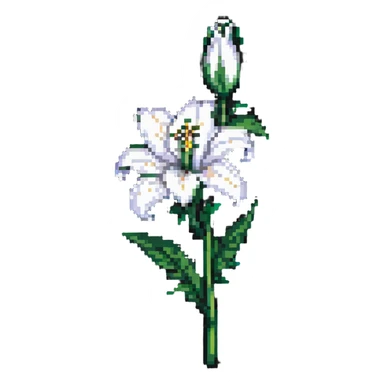 white lily flower with green stem sticker