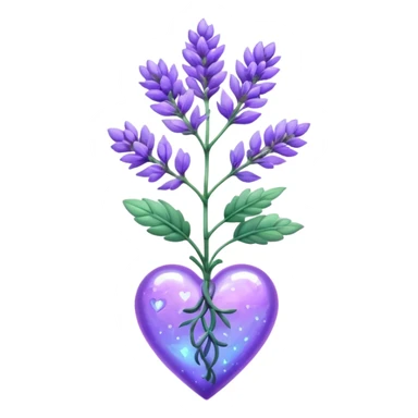 create a holographic lavender plant that wraps around a lavender colored heart sticker